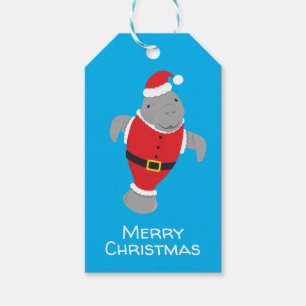 Fun Manatee Animal Christmas Gift Tags