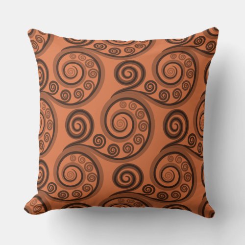 Fun Mandarin_Orange Fern Frond Curl Throw Pillow