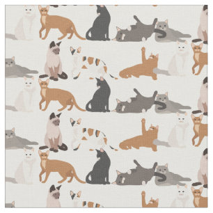 Fun Many Cats Animal Pattern Fabric