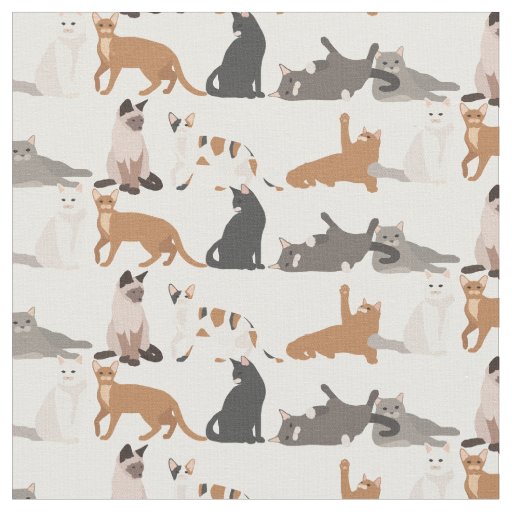 Fun Many Cats Animal Pattern Fabric