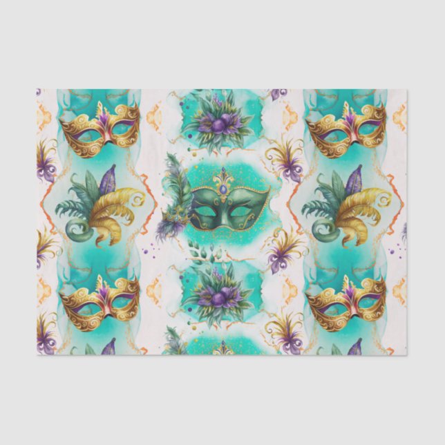 Fun Mardi Gras Masks Tissue Paper (Front)