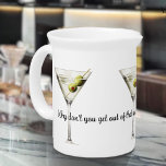 Fun Martini Beverage Pitcher<br><div class="desc">Fun Martini Porcelain Pitcher. Includes the famous quote... Why don't you get out of that wet coat and into a dry martini? Quote can be changes or customized. Makes a great gift for the Martini lover in your life even if that's you!</div>