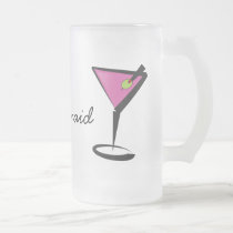 fun martini hot pink frosted glass beer mug