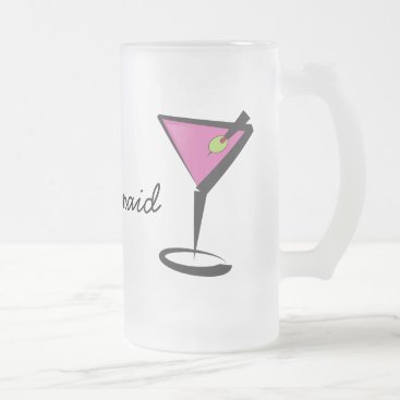 fun martini hot pink frosted glass beer mug
