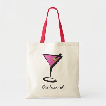 fun martini hot pink tote bag