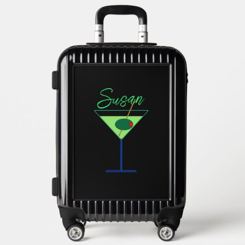 Fun Martini Script Text Pilot Case Carry On  Luggage