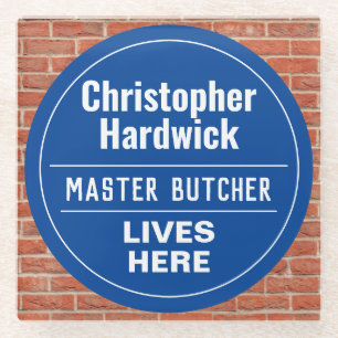 Fun Master Butcher Wall Plaque Style Glass Coaster