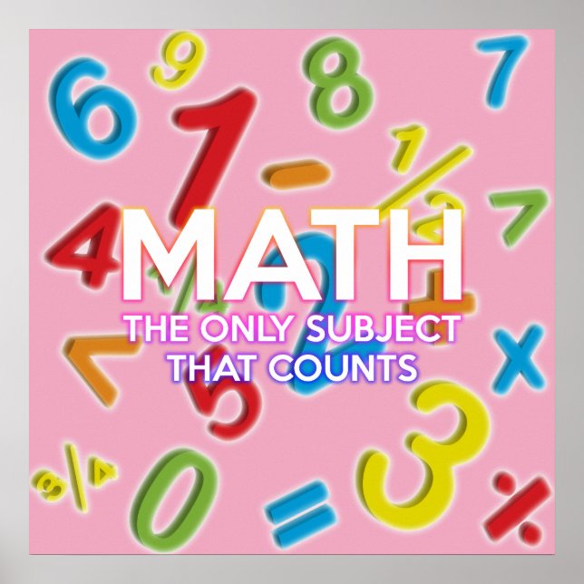 Fun Math Quote Cool Modern Girly Pink Poster (Front)