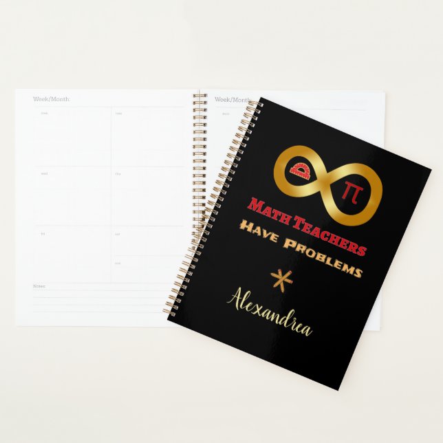 Fun Math Teachers Problems Humorous Personalize  Planner (Display)