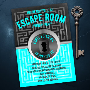 Fun Maze Escape Room Party Invitations