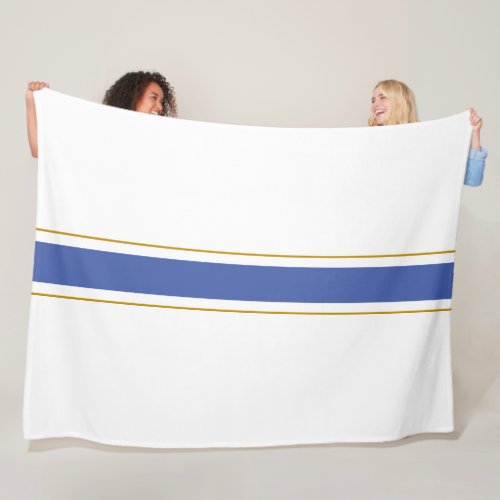 Fun Medium Blue Brown Racing Stripes On White  Fleece Blanket