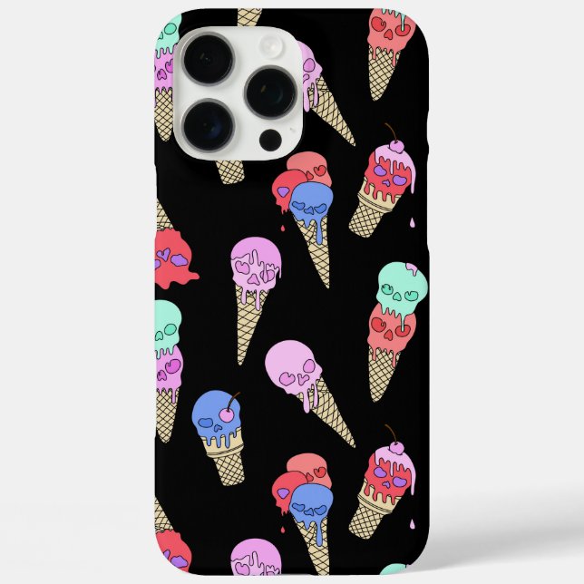 Fun Melty Summer Goth Skull Ice Cream pastel black Case-Mate iPhone Case (Back)