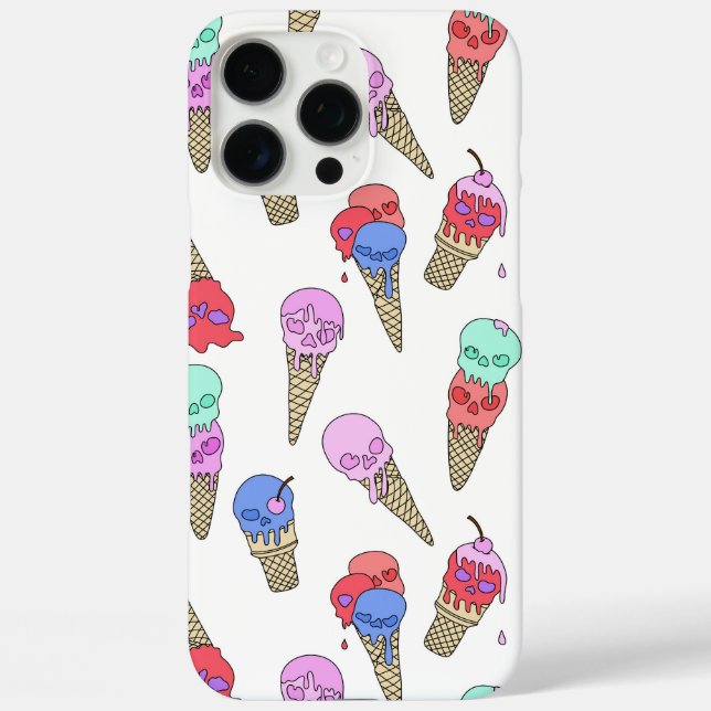 Fun Melty Summer Goth Skull Ice Cream pastel white Case-Mate iPhone Case (Back)