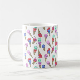 Fun Melty Summer Goth Skull Ice Cream pastel white Coffee Mug