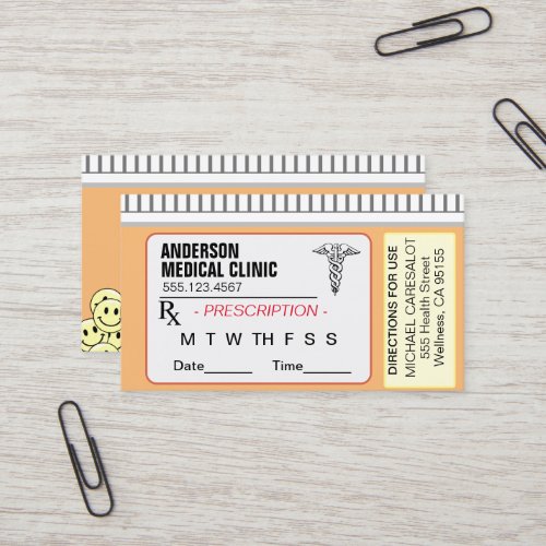 Fun Memorable Prescription Medical Appointment Business Card