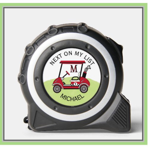 Fun Mens Golf Theme Name Monogram Tape Measure