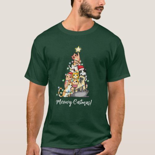 Fun Meowy Catmas Cat Christmas Tree T_Shirt
