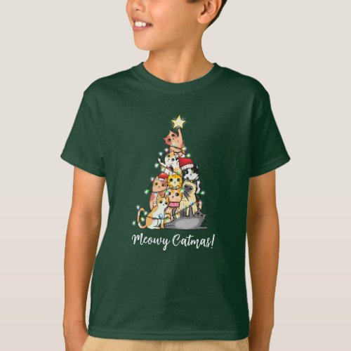 Fun Meowy Catmas Cats Christmas Tree T_Shirt