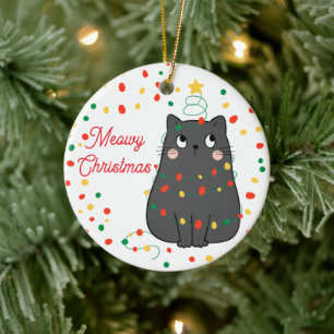 Fun Meowy Christmas Cat Ornament