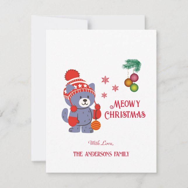 Fun Meowy Christmas Cute Cat Christmas Greetings  Card (Front)