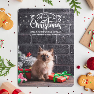 Fun meowy Christmas purrfect new year cat card