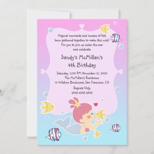 Fun Mermaid Birthday Party Invitation