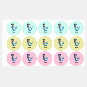 Fun Mermaid on Pastel Backgrounds Kids' Labels