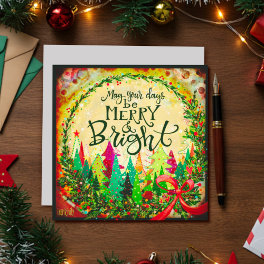 Fun Merry and Bright Christmas Trees Inspirivity Holiday Card
