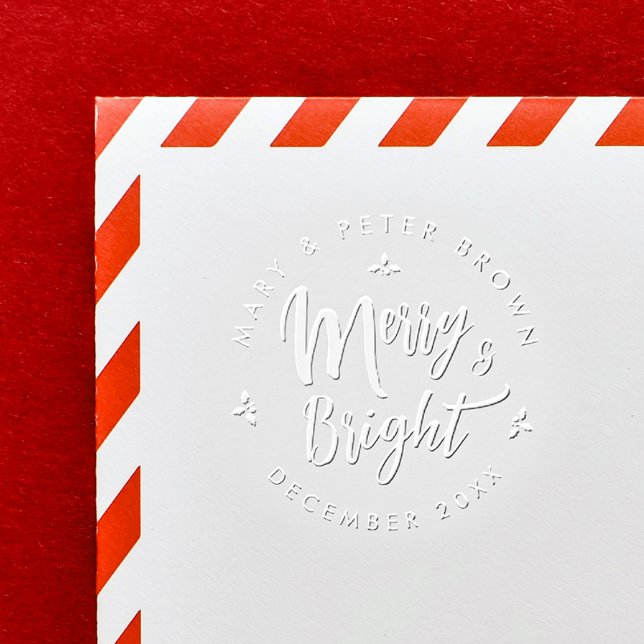 Fun Merry And Bright Name Christmas Elegant Script Embosser (Creator Uploaded)