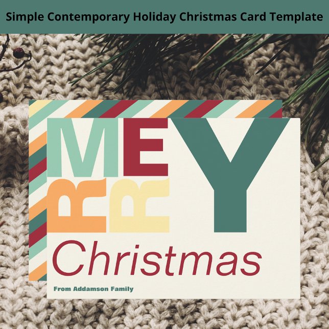 Fun Merry Christmas Contemporary Family Name Card (Creator Uploaded)