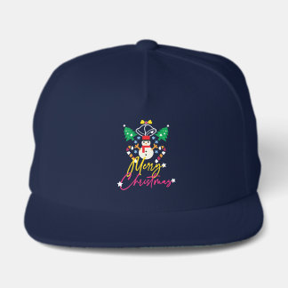 Fun Merry Christmas Design with Bells, Tree Snap Back Hat