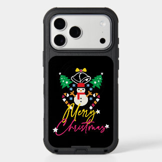 Fun Merry Christmas Design with Bells, Trees iPhone 17 Pro Max Case