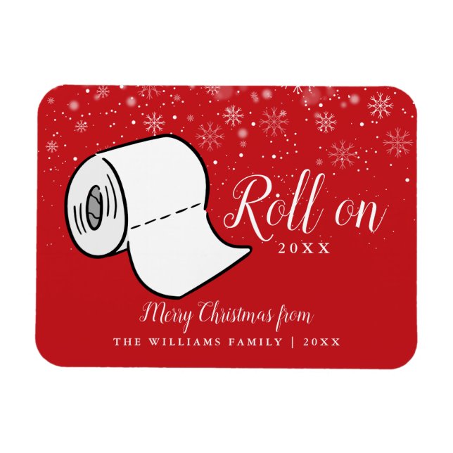 Fun Merry Christmas Family Name Roll On New Year  Magnet (Horizontal)