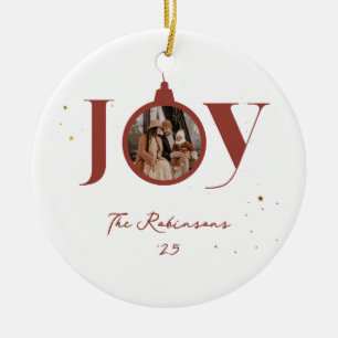 Fun Merry Christmas Family Photo Joy Ornament 