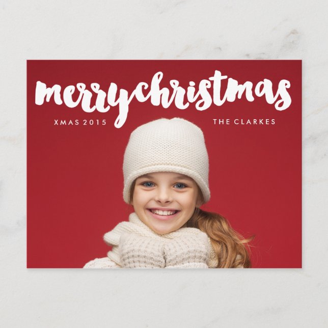 Fun Merry Christmas Handwriting Holiday Postcard (Front)