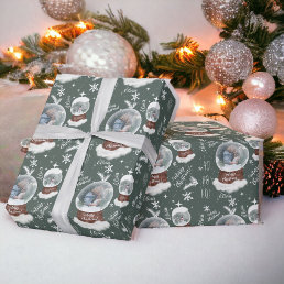 Fun merry Christmas illustration photo snowglobe Wrapping Paper