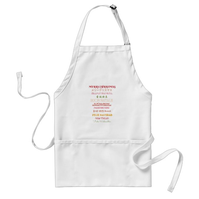Fun Merry Christmas in many Languages gifts  Adult Apron (Front)