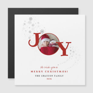 Fun Merry Christmas Joy Photo Holiday Card Magnet