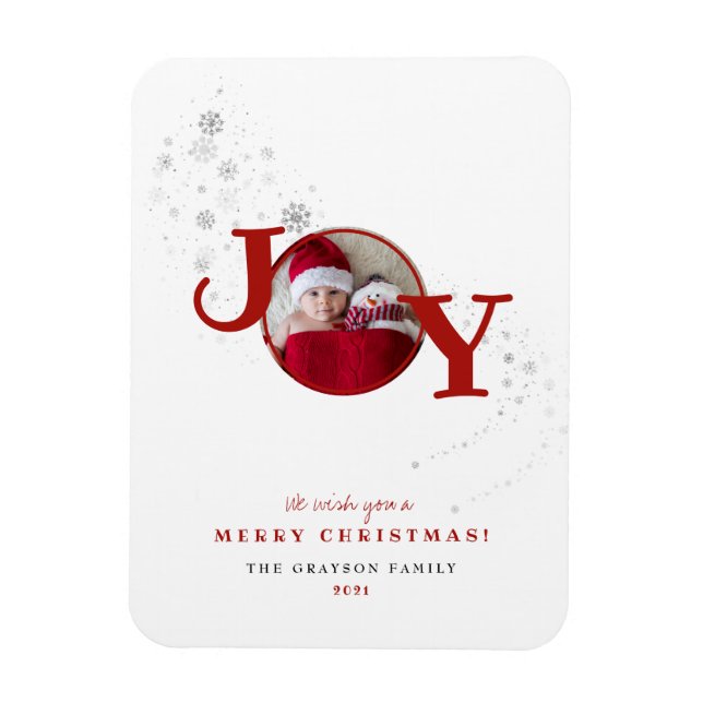 Fun Merry Christmas Joy Photo Holiday Card Magnet (Vertical)