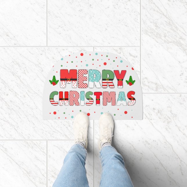 Fun Merry Christmas Letters Decorated for Holidays Doormat (Indoor)