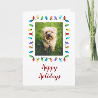Fun Merry Christmas Lights Pet Photo Frame Holiday Card