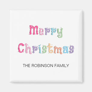 Fun Merry Christmas Multicolor Fridge Magnet