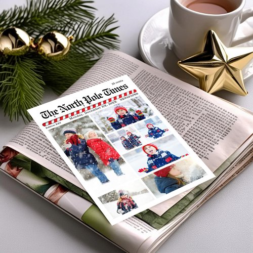 Fun Merry Christmas Photo Collage Newspaper Holiday Card