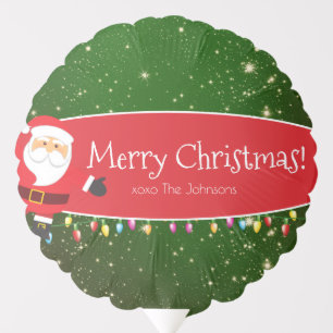 Fun Merry Christmas Santa Last Name Red and Green Balloon