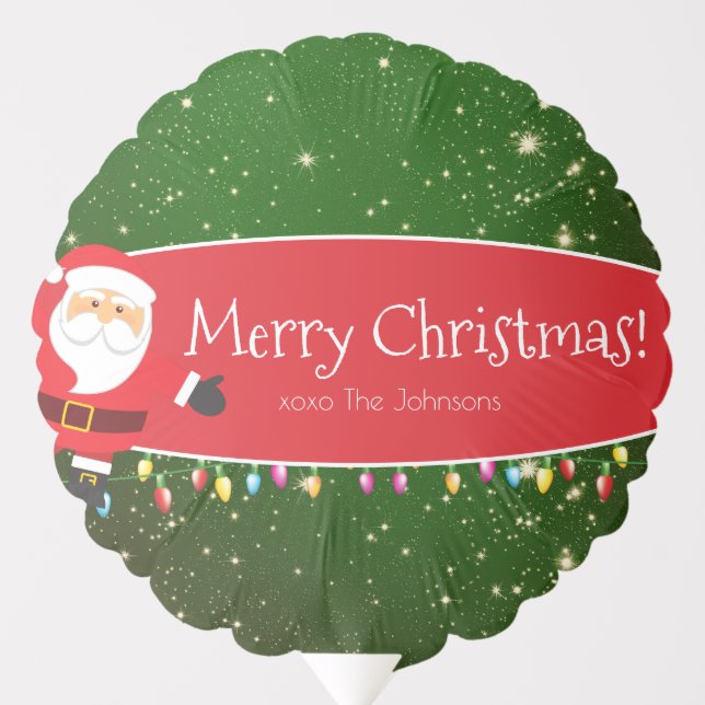 Fun Merry Christmas Santa Last Name Red and Green Balloon (Front)