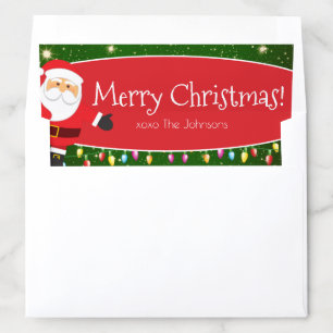 Fun Merry Christmas Santa Last Name Red and Green Envelope Liner