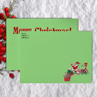 Fun Merry Christmas Santa on Candy Train Letters  Envelope