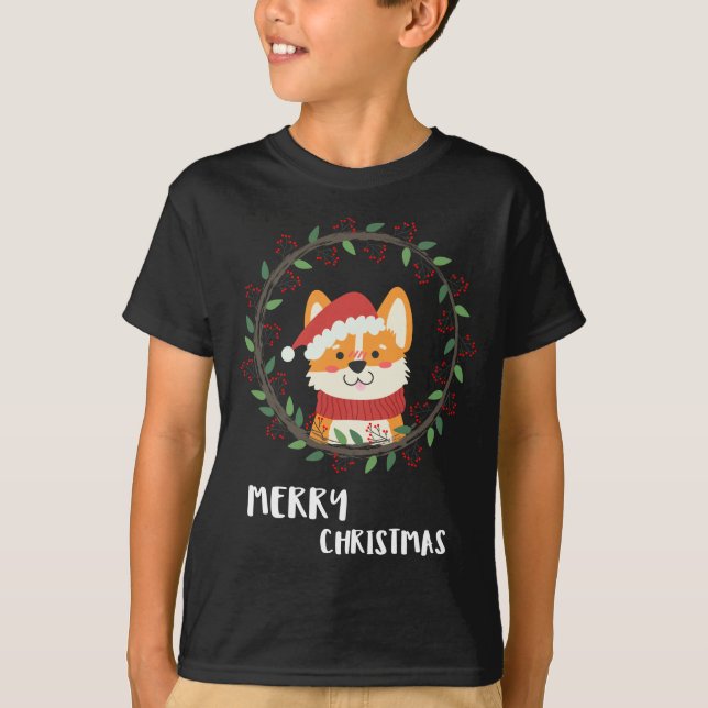 Fun Merry Christmas Santa Puppy T-Shirt (Front)