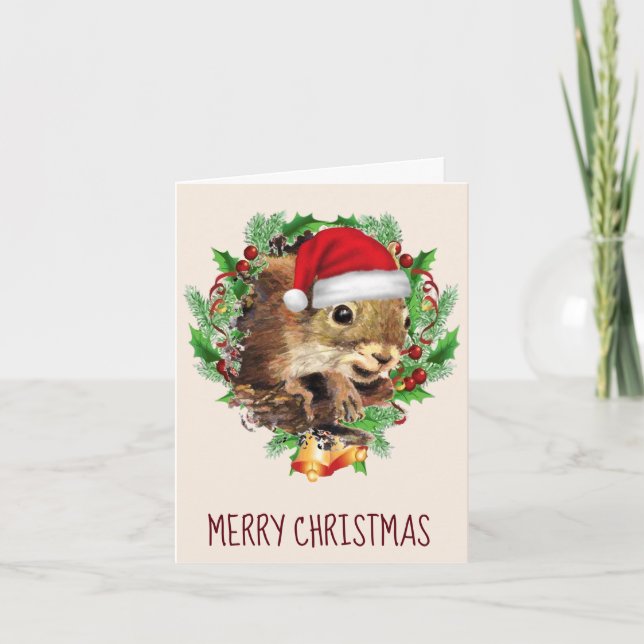 Fun Merry Christmas Squirrel Humor Quote Card (Front)