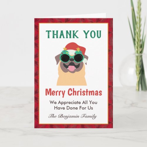 Fun Merry Christmas Thank You Puppy Personalize Card